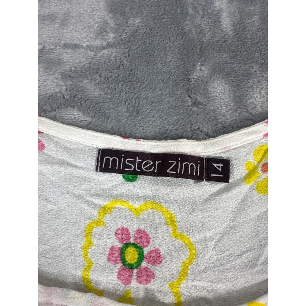 Mister Zimi Womens Floral Sleeveless Mini Dress White Pink Yellow Size 14